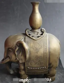 10" Chinese Pure Bronze Elephant Zun Bottle Vase Incense Burner Censer Statue
10" Chinese Pure Bronze Elephant Zun Bottle Vase Incense Burner Censer Statue