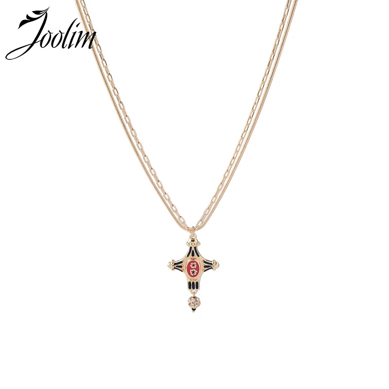 JOOLIM Baroque Enamel Cross Penant Necklace Double Chain Necklace Fashion Necklace Wholesale
JOOLIM Baroque Enamel Cross Penant Necklace Double Chain Necklace Fashion Necklace Wholesale