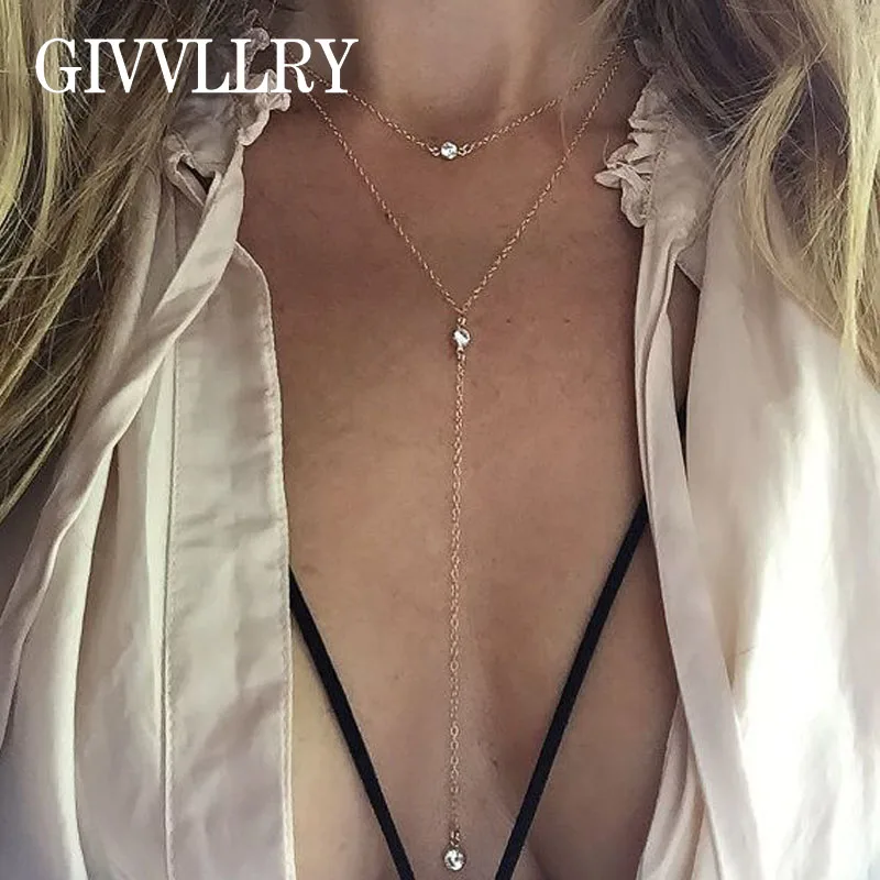 GIVVLLRY Long Crystal Pendant Necklace Fashion Jewelry Minimalist Rhinestones Tassel Gold Silver Color Collar Chain Necklace
GIVVLLRY Long Crystal Pendant Necklace Fashion Jewelry Minimalist Rhinestones Tassel Gold Silver Color Collar Chain Necklace