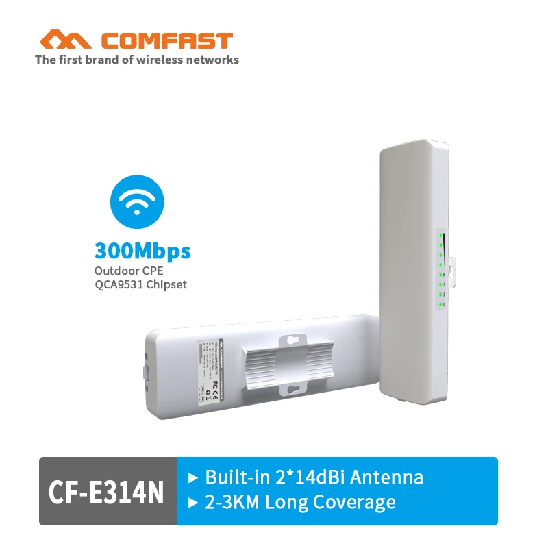 COMFAST Outdoor Weatherproof CPE/Wifi repeater/Access Point AP 2.4Ghz 300Mbps 2KM Long Range Bridge Client Router for IP camera
COMFAST Outdoor Weatherproof CPE/Wifi repeater/Access Point AP 2.4Ghz 300Mbps 2KM Long Range Bridge Client Router for IP camera