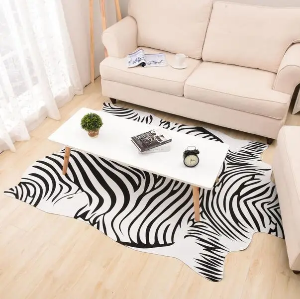140X200cm Large Size Zebra/Cow Carpet PU Velvet Imitation Leather Rugs Animal Skins Natural Shape Carpet Decoration Mat
140X200cm Large Size Zebra/Cow Carpet PU Velvet Imitation Leather Rugs Animal Skins Natural Shape Carpet Decoration Mat