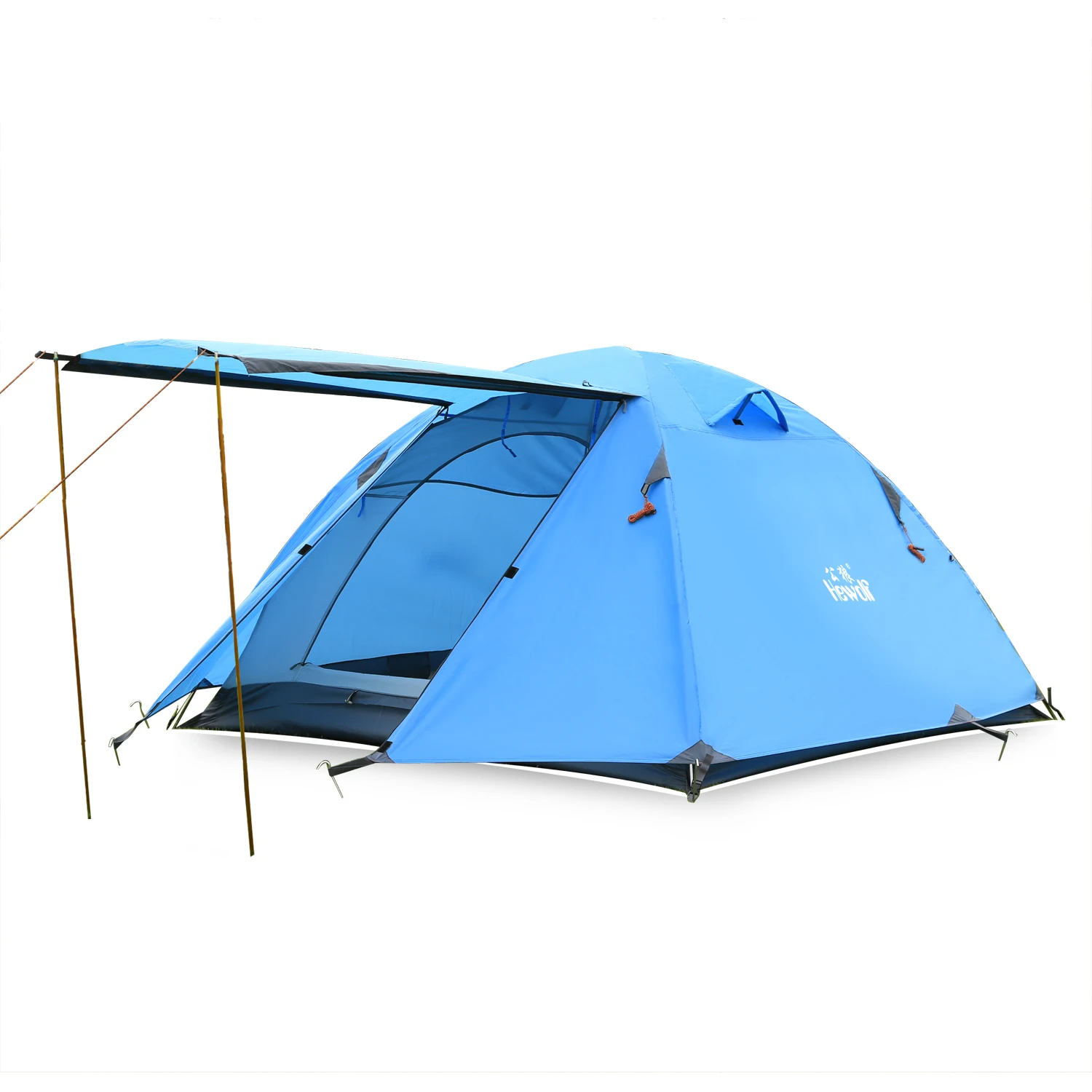 Hewolf 3-4 Person Camping Tent w/ Aluminum Pole Waterproof 78.6*71*55in 4 Colors