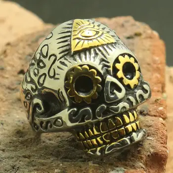 Mens Boys 316L Stainless Steel Cool Skull All See Eye Golden Ring
Mens Boys 316L Stainless Steel Cool Skull All See Eye Golden Ring