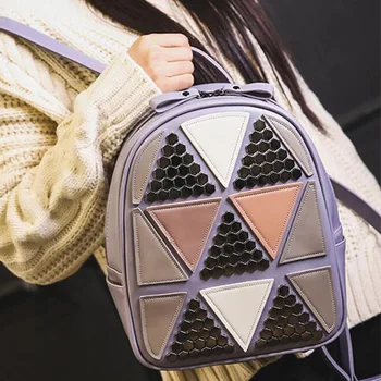 

1Pcs appliques fashion shopping style rivet panelled women HOT backpack travel bags ladies