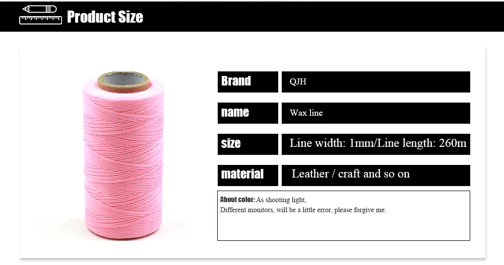 Description Picture 3 of item260m 150D Leather Sewing Wax Thread Hand Stitching Cord Craft DIY Leather Tools Sewing Craft Leather Special Flat Waxed line