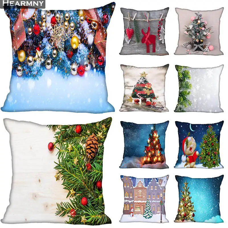 

Custom Decorative Pillowcase Merry Christmas Tree 01 Square Zippered Pillow Cover Autumn Pillow case 40x40,45x45cm(One Side)