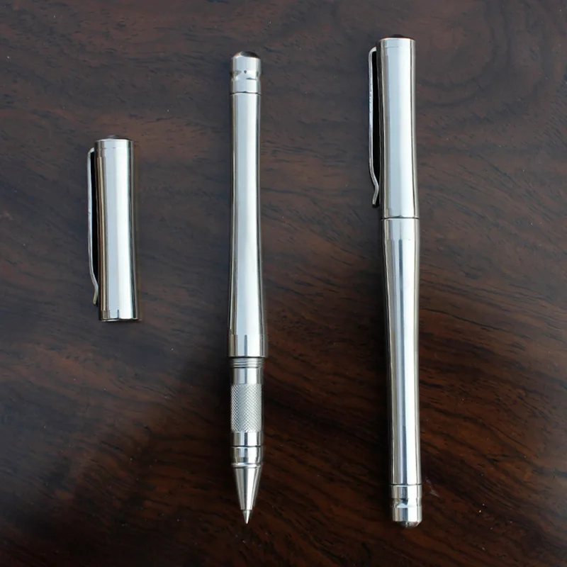 

1 pcs Creative Handmade Metal Gel Pen with Clip 304# Stainless Steel Pen Tactical Pen Self Defense EDC