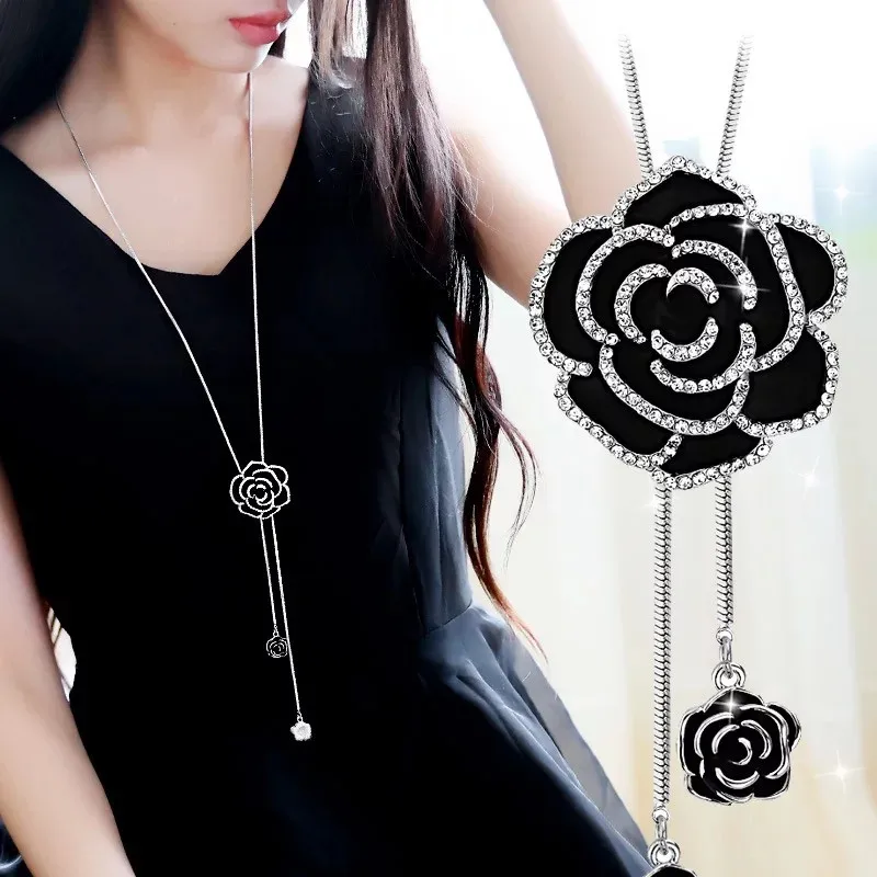 LWMMD Zircon Black Rose Flower Long Necklace Sweater Chain Fashion Metal Chain Crystal Flower Pendant Necklaces Adjusted
LWMMD Zircon Black Rose Flower Long Necklace Sweater Chain Fashion Metal Chain Crystal Flower Pendant Necklaces Adjusted