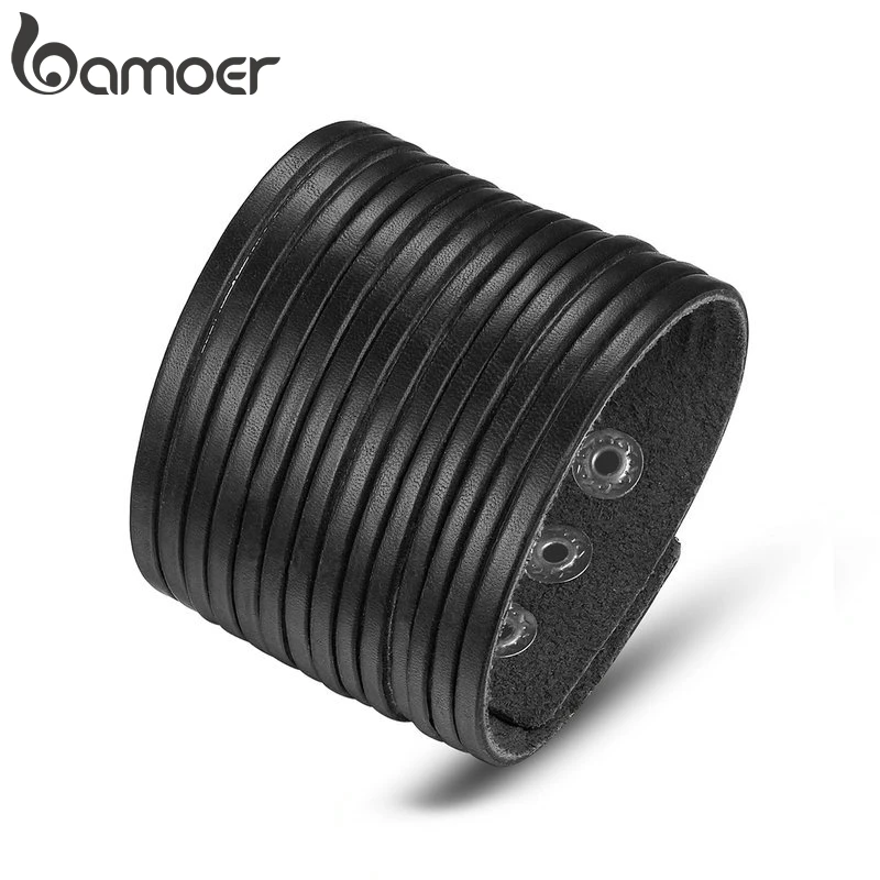 BAMOER Leather Big Wide Cuff Bracelet and Bangles Rope Snap for Men Fashion Man Bracelets Jewelry PI0295
BAMOER Leather Big Wide Cuff Bracelet and Bangles Rope Snap for Men Fashion Man Bracelets Jewelry PI0295