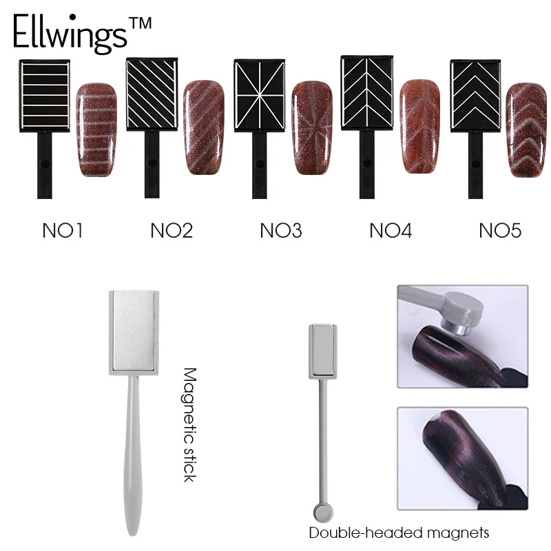 Ellwings 1 шт. магнитная ручка 3D кошачьи глаза Magne двуглавый магнитный для УФ гель