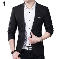 Men Slim Autumn Suit Blazer Formal Business Fashion Male Suit One Button Lapel Casual Long Sleeve Pockets Top image