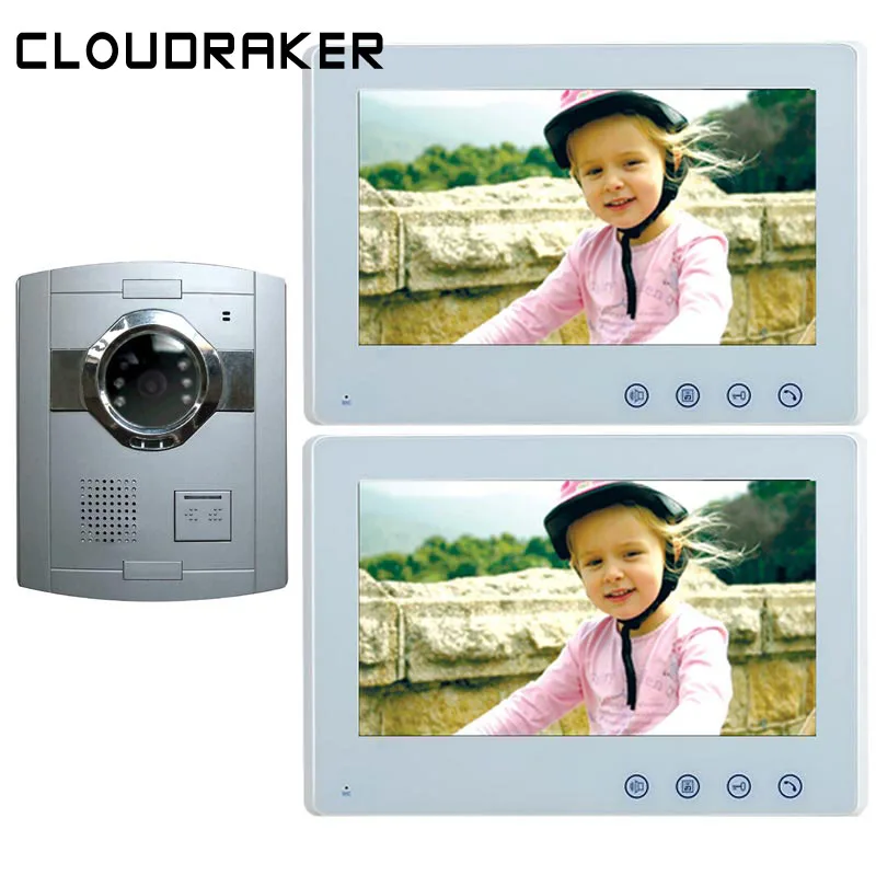 CLOUDRAKER 10'' Video Doorbell Intercom System 2x Monitor with 1x Silver Wired Door Phone Camera Video Intercom
CLOUDRAKER 10'' Video Doorbell Intercom System 2x Monitor with 1x Silver Wired Door Phone Camera Video Intercom