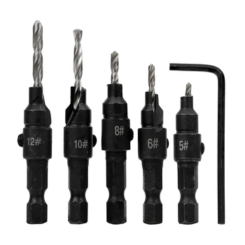 NICEYARD 1/4 Hexagonal Screw Woodworking Hole Opener 5pcs #5 #6 #8 #10 #12 Drilling Pilot Holes Woodworking Drill Bit Set
NICEYARD 1/4 Hexagonal Screw Woodworking Hole Opener 5pcs #5 #6 #8 #10 #12 Drilling Pilot Holes Woodworking Drill Bit Set