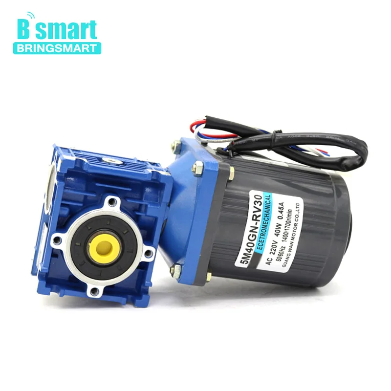 Bringsmart 220v AC speed control motor 40W worm gear reducer motor large torque positive and negative motor
Bringsmart 220v AC speed control motor 40W worm gear reducer motor large torque positive and negative motor