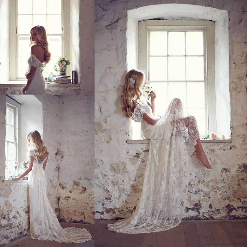 Full Lace Long beach Wedding Dresses 2016 Sweetheart Backless Bow A Line Sweep Train Bohemian Elegant White Ivory Plus Size
Full Lace Long beach Wedding Dresses 2016 Sweetheart Backless Bow A Line Sweep Train Bohemian Elegant White Ivory Plus Size
