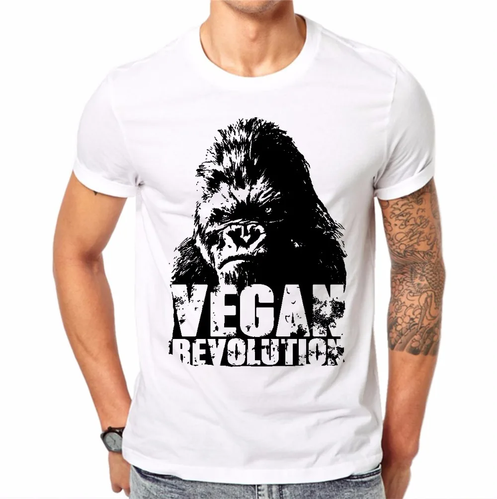 Фото Мода дыни Новое поступление Повседневная футболка Для мужчин Vegan революция