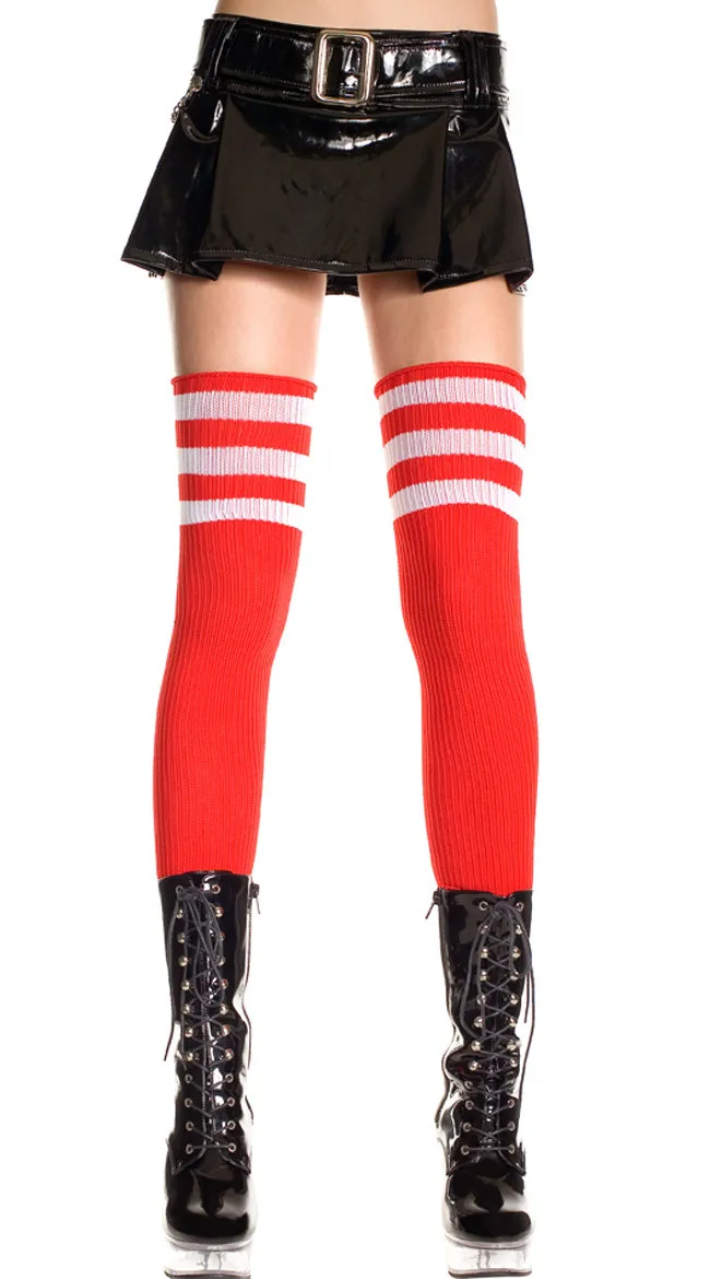 Naimo Womens Sparkle Rhinestone Over Knee Thigh Socks High Thigh Stockings Warm Rainbow Stripe Stockings