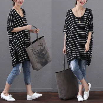 Sale --2016 women's Summer all-match loose stripe medium-long placketing V-neck short-sleeve thin pullover basic T-shirt
Sale --2016 women's Summer all-match loose stripe medium-long placketing V-neck short-sleeve thin pullover basic T-shirt