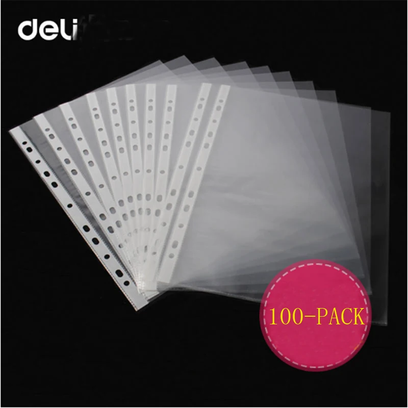 Deli 100 шт прозрачные ПВХ файлы Подвески 11 отверстий для хранения офисной школьной