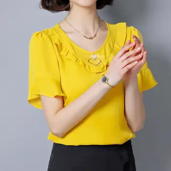 Sexy Elegant Blouse Summer Women Casual Chiffon Shirt Short Sleeve Office Top Blouse Solid Women Loose Blusas
Sexy Elegant Blouse Summer Women Casual Chiffon Shirt Short Sleeve Office Top Blouse Solid Women Loose Blusas