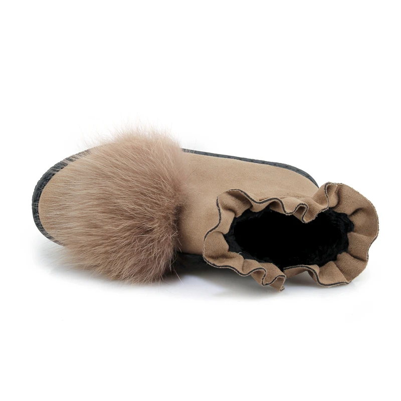 Plus Size 30-44 45 Faux Fur Decoration Winter Snow Boots Ankle Boots with Zipper Women Fashion Boots Round toe Black Shoes Woman (14)