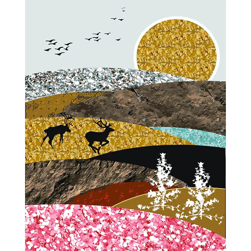 Abstract DIY Frame Oil Paint running deer birds Painting By Numbers Coloring By Numbers Colorful Animals Home Decoration 40*50cm
Abstract DIY Frame Oil Paint running deer birds Painting By Numbers Coloring By Numbers Colorful Animals Home Decoration 40*50cm