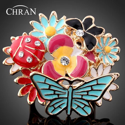 CHRAN Elegant Enamel Flower Butterfly Rings for Women Fashion Gold Color Crystal Rings Rave Jewelry Accessories
CHRAN Elegant Enamel Flower Butterfly Rings for Women Fashion Gold Color Crystal Rings Rave Jewelry Accessories