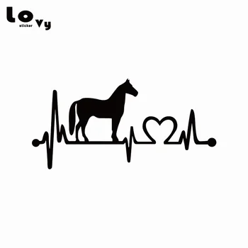 

Cartoon Pfered Horse Electrocardiogram Vinyl Car Sticker Creative Funny Animal Car Decorative Decal