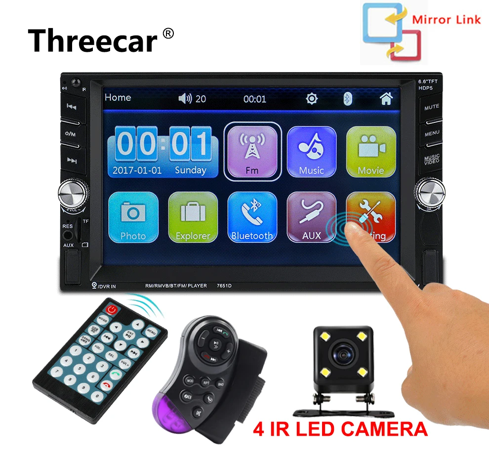 2 Din 6.6" Touch screen Car audio auto radio player with bluetooth handsfree rear view camera mirror double din autoradio Stereo
2 Din 6.6" Touch screen Car audio auto radio player with bluetooth handsfree rear view camera mirror double din autoradio Stereo
