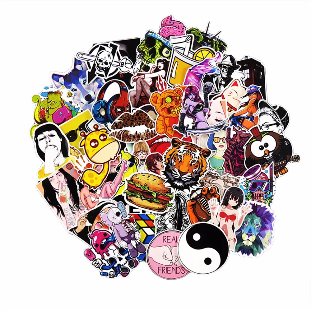 50pcs Waterproof PVC Not Repeat Mix Stickers for Laptop Skateboard Luggage Car Styling Bike Doodle Decals Graffiti Stick Decor
50pcs Waterproof PVC Not Repeat Mix Stickers for Laptop Skateboard Luggage Car Styling Bike Doodle Decals Graffiti Stick Decor