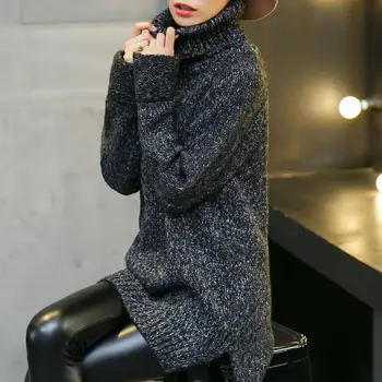 free shipping Autumn winter new women turtleneck long sweaters Korean female thickened long sleeve knitted loose sweater dress 
free shipping Autumn winter new women turtleneck long sweaters Korean female thickened long sleeve knitted loose sweater dress