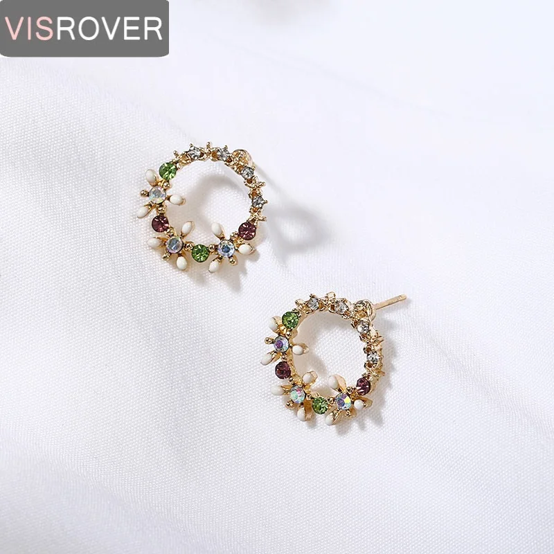 VISROVER New Korean Metal Stud Earrings for Women Round Stone Earings Gold Earring Fashion Jewelry Party Wedding Gift Wholesale
VISROVER New Korean Metal Stud Earrings for Women Round Stone Earings Gold Earring Fashion Jewelry Party Wedding Gift Wholesale