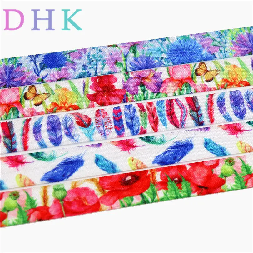 DHK 5/8'' 5yards feather flowers printed Fold Elastic FOE headband headwear hairband DIY decoration OEM C547
DHK 5/8'' 5yards feather flowers printed Fold Elastic FOE headband headwear hairband DIY decoration OEM C547