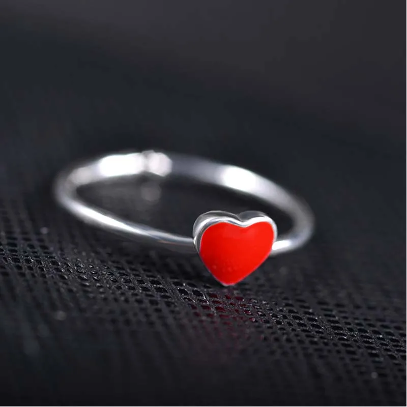 Милое Красное сердце любовь тонкое открытое регулируемое кольцо сладкое