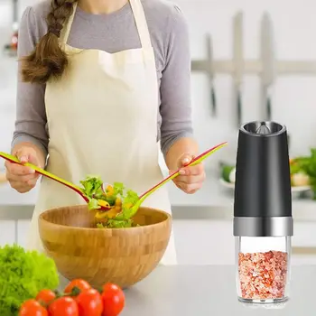 Premium Gravity Electric Salt and Pepper Grinder Set of 2 Battery Powered Salt Shakers, Automatic One Hand Pepper Mills with L
Premium Gravity Electric Salt and Pepper Grinder Set of 2 Battery Powered Salt Shakers, Automatic One Hand Pepper Mills with L