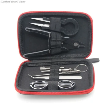 Mini Vape Tool Kit Bag Ceramic Tweezers Pliers Wire Coil Jig Cotton for DIY Electronic Cigarette Accessories
Mini Vape Tool Kit Bag Ceramic Tweezers Pliers Wire Coil Jig Cotton for DIY Electronic Cigarette Accessories