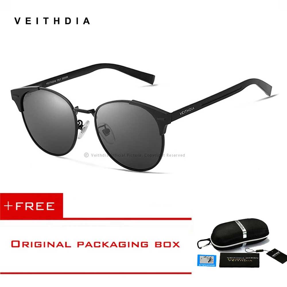 Фото Мужские и женские солнцезащитные очки VEITHDIA винтажные зеркальные ретро-очки