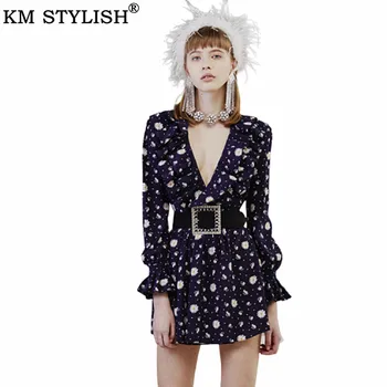 2019 Autumn New V-neck Ruffled Daisy Print Long Sleeve Waist Belted Slim One-piece Dress
2019 Autumn New V-neck Ruffled Daisy Print Long Sleeve Waist Belted Slim One-piece Dress