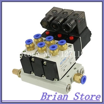 AC 220V 2 Positions 5 Way Triple Solenoid Valve Base 6mm Quick Fittings Mufflers
AC 220V 2 Positions 5 Way Triple Solenoid Valve Base 6mm Quick Fittings Mufflers