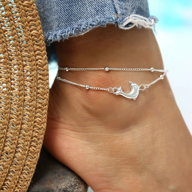 Vintage Multiple Layers Animal Dolphin Anklets for Women Charms Silver Color Beads Foot Chain Jewelry Beach Sea Party Gifts
Vintage Multiple Layers Animal Dolphin Anklets for Women Charms Silver Color Beads Foot Chain Jewelry Beach Sea Party Gifts