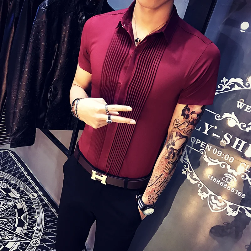 Trendy handsome short-sleeved shirt men 2019KTV summer hair stylist Korean version of the slim shirt casual men's shirt
Trendy handsome short-sleeved shirt men 2019KTV summer hair stylist Korean version of the slim shirt casual men's shirt