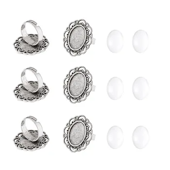 10 Sets 13x18mm Oval Transparent Glass Cabochons and Iron Flower Finger Ring Components Alloy Cabochon Bezel Settings for DIY
10 Sets 13x18mm Oval Transparent Glass Cabochons and Iron Flower Finger Ring Components Alloy Cabochon Bezel Settings for DIY