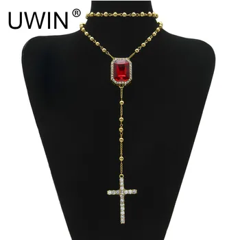 UWIN Catholic Religious Jewelry Hip Hop Style Square Crystal Pendant Stainless Steel Bead Necklace Cross Rosary Necklace Chain
UWIN Catholic Religious Jewelry Hip Hop Style Square Crystal Pendant Stainless Steel Bead Necklace Cross Rosary Necklace Chain