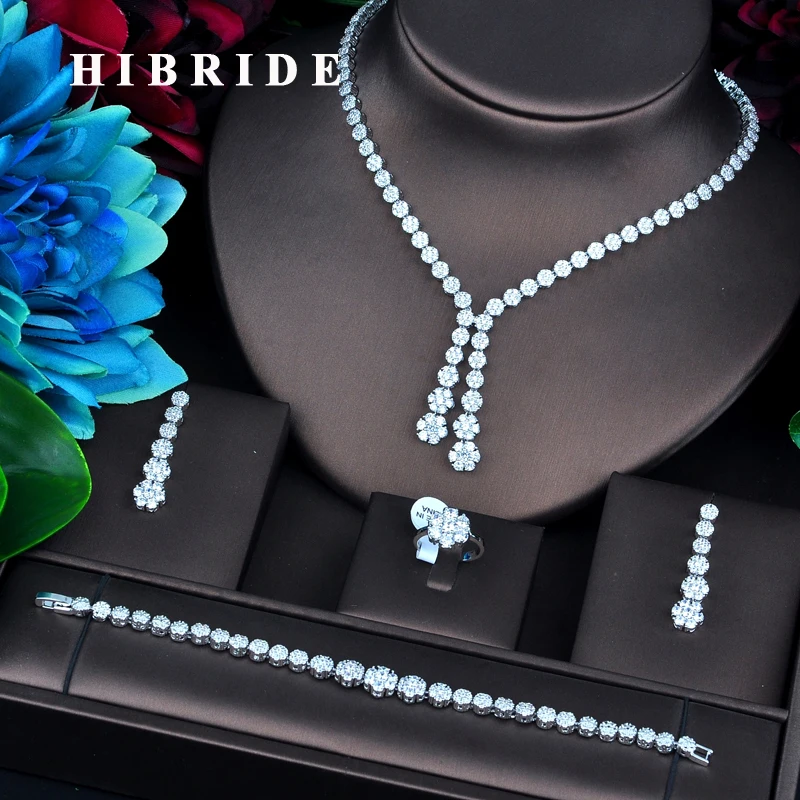 HIBRIDE новый дизайн золотого цвета Свадебные Ювелирные наборы Дубай для женщин