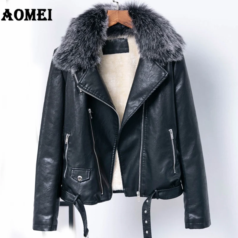 Autumn Winter Coat New European American Women Punk Lapel Thickened Padded warm PU Leather Coats Free Hat Fur Collar Motorcycle
Autumn Winter Coat New European American Women Punk Lapel Thickened Padded warm PU Leather Coats Free Hat Fur Collar Motorcycle