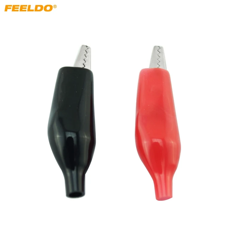 

FEELDO 40Pcs Larger 58mm Metal Crocodile Clip Black and Red Sheath Clip Power Clamp Test Leads Clip #FD-4998