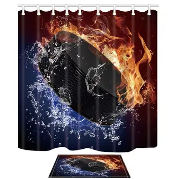Sports Home Decor Ice Hockey Decor Polyester Fabric Shower Curtain Suit With Flannel Non-Slip Floor Doormat Bath Rugs
Sports Home Decor Ice Hockey Decor Polyester Fabric Shower Curtain Suit With Flannel Non-Slip Floor Doormat Bath Rugs