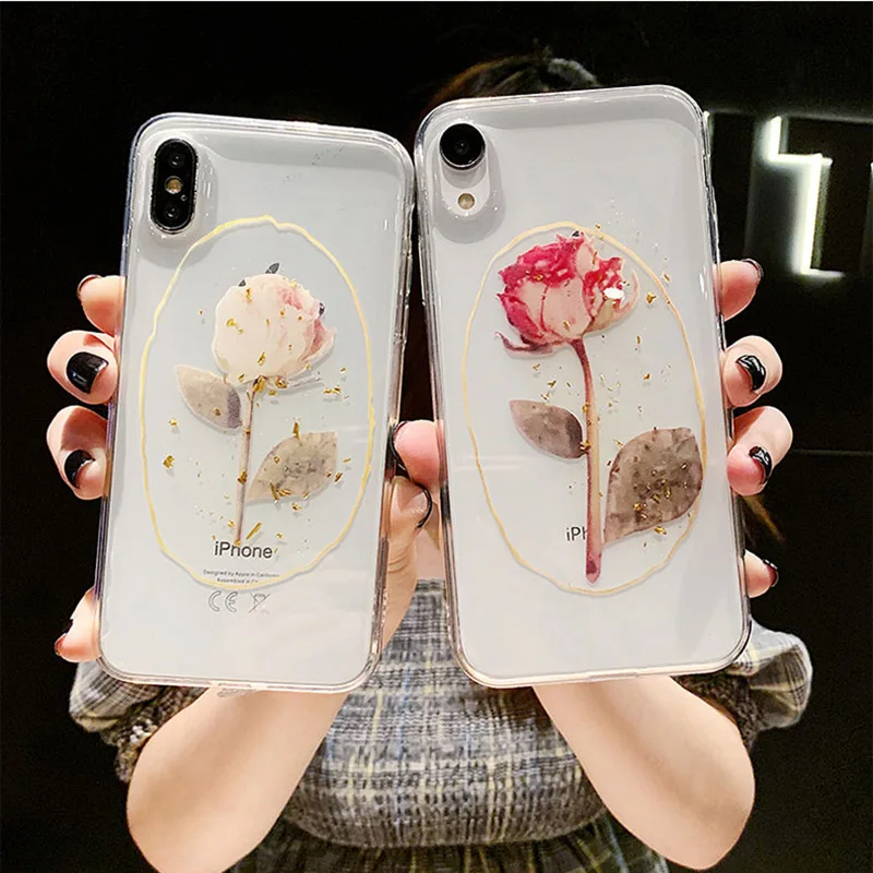 Vintage Gold Foil Rose Flower Phone Case For iPhone X XS XR XS Max Transparent Soft Silicone Cases for iphone 6 6s 7 8 plus Gift
Vintage Gold Foil Rose Flower Phone Case For iPhone X XS XR XS Max Transparent Soft Silicone Cases for iphone 6 6s 7 8 plus Gift