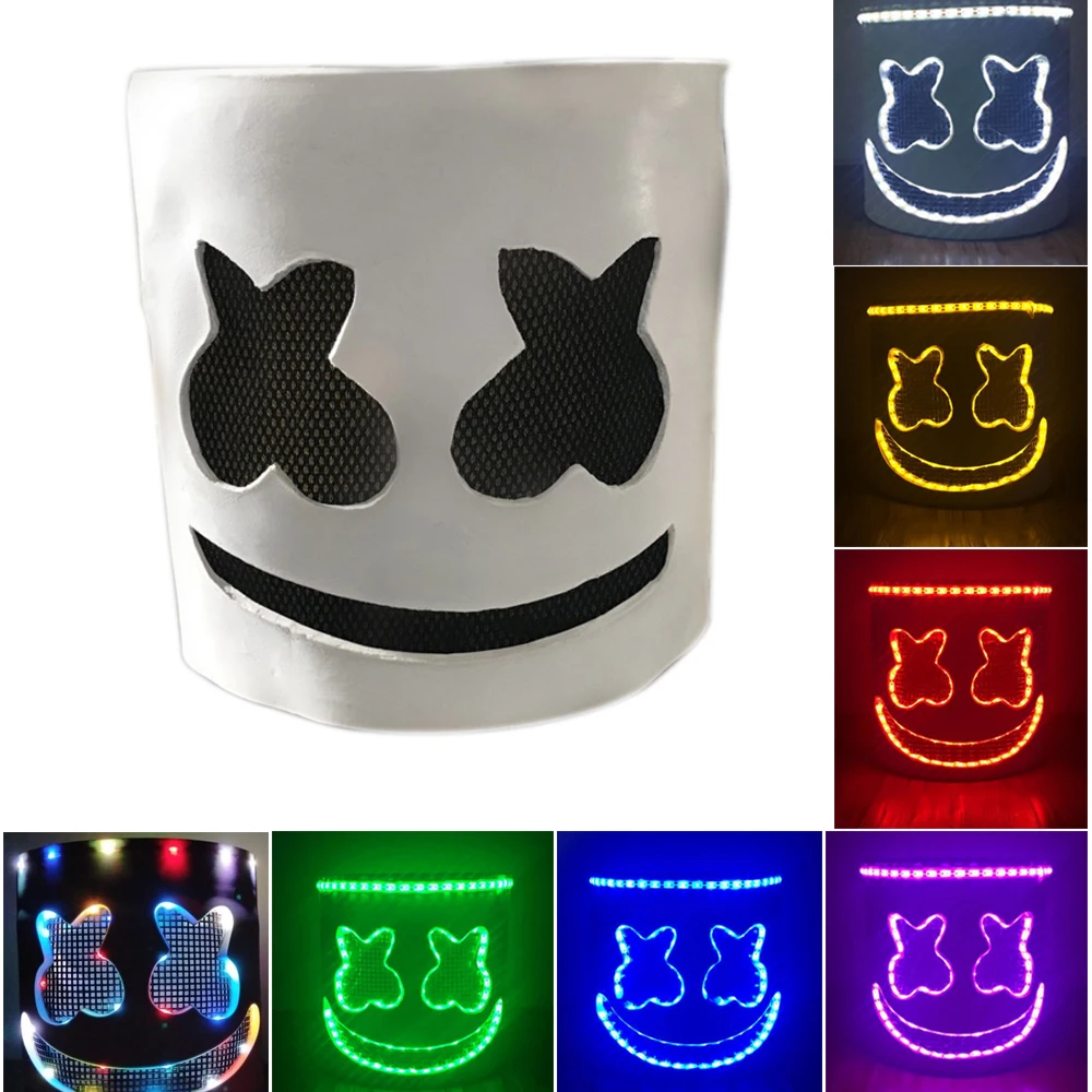 New Product Full Head Marsh Mello DJ Mask LED Helmet Costume Bar Music Prop Halloween Cosplay In Dark Funny Mask
New Product Full Head Marsh Mello DJ Mask LED Helmet Costume Bar Music Prop Halloween Cosplay In Dark Funny Mask