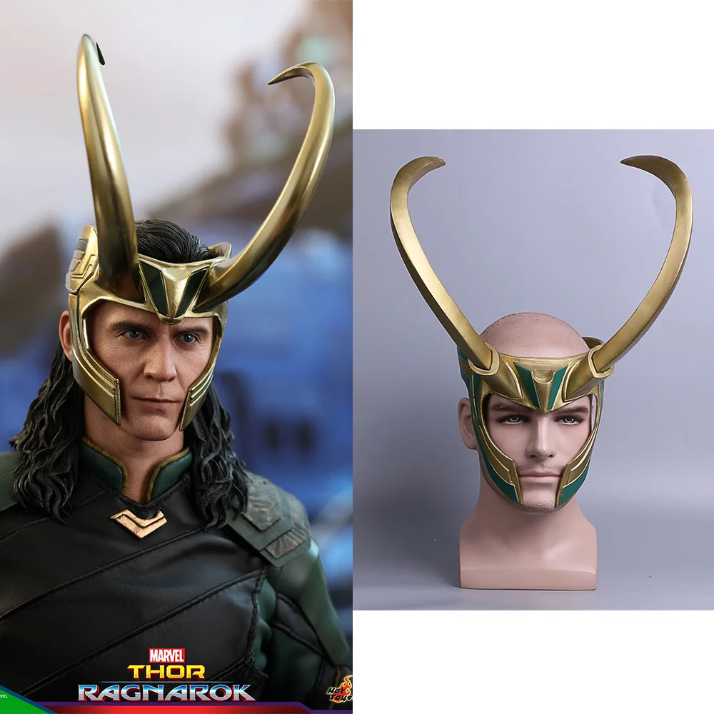 2017 Movie Thor 3 Ragnarok Loki Laufeyson PVC Cosplay Mask Helmet Halloween Prop (8)
